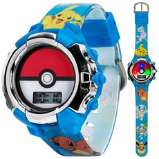 Accutime 아동용 포켓몬 포켓볼 디지털 LCD 쿼츠 손목 시계 블루/블루 스트랩 포함 (POK4243AZ), Pokeball Blue