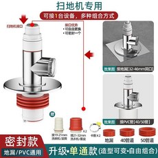 掃地機洗衣機排水管三通接頭 陽臺防臭防溢全密封款, 掃地機專用直通, 可地麵排水