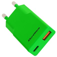 얼루어웨이브 초슬림 Gan PD3.0 PPS 30W 2포트 C타입 초고속 충전기 듀얼 포트 어댑터, 1개, 그린