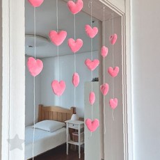 분홍 하트 장식 문 입구 가리개 방 칸막이 공간 분리 파티션 데코 장식용 실, 핑크+화이트세트