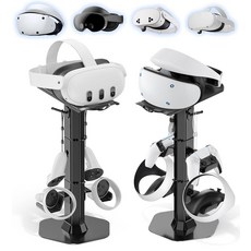 Kosker 책상용 VR 홀더 스탠드가 있는 헤드폰 및 컨트롤러 스탠드 PS5/Xbox/PSVR2/Meta Quest용 범용 VR2 게이밍 헤드셋 케이블 오거나이저가 컨트롤러, 블랙