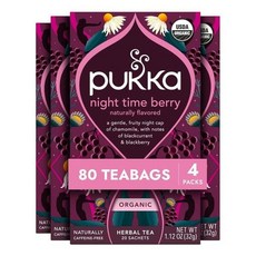 Pukka Night Time Berry 유기농 허브 티 카모마일 라벤더 및 엘더베리가 함유된 진정 주입 취침 시간 휴