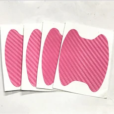 호환 차량 도어 핸들 보호대 안티 스크래치 방지 커버 탄소 섬유 스티커 자동 4Pcs 차량 보호 세트, 03 분홍색