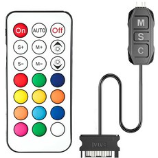 ARGB 컨트롤러 키트 GSCOLER RGB PC 팬 21키 리모컨 포함 다양한 조명 모드 제어 컴퓨터 케이스 공기 쿨러 액체 LED 바 SATA 전원
