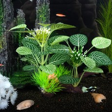 HY아쿠아 무균 트로피컬 무늬잎 부드러운 인조 수초 어항 은신처 꾸미기, 1개