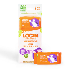 澳洲LOGIN 洛格3合一除臭抑菌 貓用護理濕紙巾隨身包 8入組 64抽 FSC認證天然植物原料 無酒精, 1個, 貓用 隨身包護理濕紙巾, 8個裝