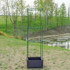 MINE 家居 爬藤種植箱 附花架 陽台移動式花盆 長方形方形盆栽箱 帶輪排水設計, 爬藤種植箱-1一聯單層