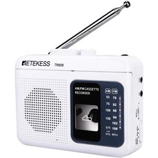 Retekess TR606 카세트 테이프 플레이어 레코더 내장 스피커 AUX마이크폰 잭 AUX 라인 지원 AM FM 라디오 DC 또는 AA 배터리로 구동 흰색, White