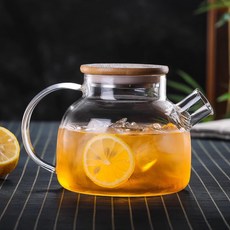 竹木蓋 1000ML 大容量果汁壺, 1000ML竹蓋壺 加厚款, 1套