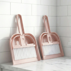 글로넥트 초미니 빗자루 쓰레받기 세트 실내청소용, Pink, 2개