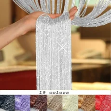 1pc 100x200CM 거실 문자열 커튼 반짝 이는 Tassel 실버 라인 Cortinas 솔리드 컬러 창 홈 도어 디바이더, 100x200CM 1PC, rple, 1개