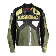 쿠시코크 스피디 로고 프린트 가죽 재킷