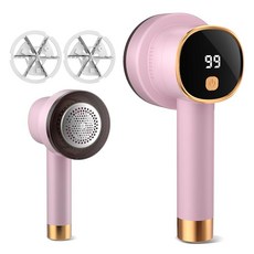 LVAINIT 패브릭 제버 충전식 전기 보풀 제거기 LED 디스플레이 포함 6블레이드 3단속도 디펑서 옷 가구 가구용 펠트 핑크, Pink, 1개