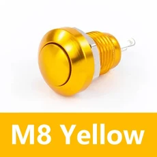 IP66 방수 8mm 금속 푸시 버튼 스위치 초단순 (도어벨 자동 시작 엔진용), 03 100PCS, 06 Yellow