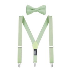 [ 686316 ] CEAJOO 남성용 남아용 멜빵과 나비 넥타이 세트 조절 가능 블랙 메탈 클립 포함 세이지 그린