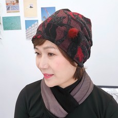 JJNINE 女款印花頭巾帽