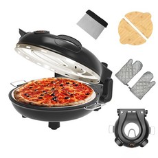 이베이크 스톤 피자 오븐 12인치 실내 전기 메이커 듀얼 온도 조절 기능이 있는 1200W 카운터탑 머신 몇 분 만에 바삭한 크러스트 블랙, Bla 2
