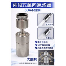大王衛浴 304不鏽鋼 兩段式萬向氣泡頭