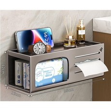 吸盤置物架 加長款 壁掛式 衛生間紙巾盒 免打孔 捲紙收納盒, 1個, 雙邊紙巾盒【槍灰無痕貼】,升級款-加長加寬款