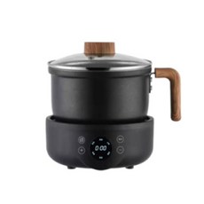 分體式美食料理鍋，電煮快煮鍋，110V小火鍋，宿舍個人鍋，煎鍋蒸籠分離式蒸煮鍋, 1個, 黑色智能款(單鍋), 17cm