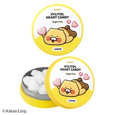 춘식이 자일리톨 하트 캔디 레몬 핀란드 무설탕 사탕, 40g, 2개