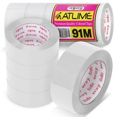 아뜰라임 다양한 박스 포장 색상 컬러 테이프 4.5cm, 화이트, 5개