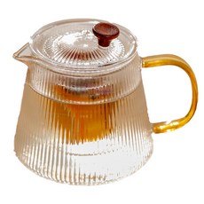 直條紋泡茶壺，耐熱玻璃材質，透明壺身設計，品茗好幫手, 玻璃, 1個, 500ml