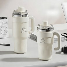 ALLILIO 진공 스텐 보온 보냉텀블러 대용량 보온컵 휴대용 커피컵 차량용 컵, 1개, 900ml, 화이트