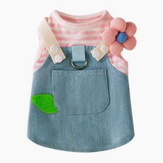 강아지 고양이 데님 드레스, 1개, 하네스