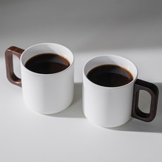 카빈스 월넛 예쁜 도자기 머그컵 400ml, 2개, 화이트