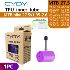 CYDY MTB 자전거 TPU 내부 튜브 카메라 타이어 29x1.95 2.0 2.1 2.2 2.3 2.4 2.5 2.6 인치 타이어 산악 자, 12 FV 27.5x1.95-2.6 1PC