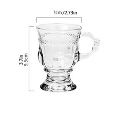 빈티지 물컵 찻잔 가정용 밀크티잔 호박색 유리잔 손잡이 와인잔 커피잔 1개, 2) Clear - 140ml × 1개