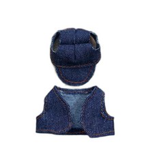 조끼 13cm 머리 강아지 인형 인형옷 10cm 장미 펜던트 의류, 1개, 네이비 블루 조끼