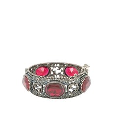 구찌 중고 2000-2015 스털링 실버 앤 스톤 인터로킹 G 플라워 힌지 뱅글