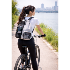 후암마켓 메쉬 스포츠 백팩 물놀이 라이딩용 헬멧 수납 가방, 그레이, 1개