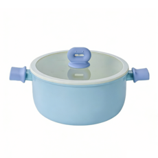 ALLILIO 세라믹 곰솥 IH 인덕션 양수냄비 가스용 다용도솥, 1개, 블루, 22cm