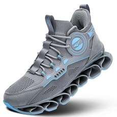 남성용 러닝화 통기성 메시 트레일 러너 패션 블레이드 스니커즈 논 슬립 짐 스포츠 트레이너 캐주얼 운동화 (Color-Grey Blue Size-8.5)