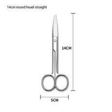 의료용 수술 가위 스틸 소형 네일 도구 눈썹 코 헤어 컷 매니큐어 메이크업 전문 뷰티 액세서리 커터, [05] 14cm round straight, 1개