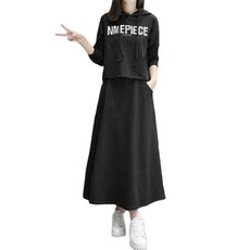기타브랜드 [로즈엘리][상하세트] 간절기 여성 캐주얼 후드티+치마 투피스