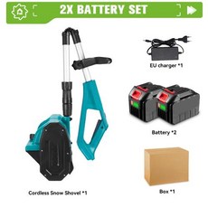 강력전동제설기 초고속 스노우블로워 휴대용 눈치우기 2500W 무브러시 전기 250MM 무선 셔블 스위퍼 배터리 핀용 마당 거리용, CHINA, 3)2 Battery EU Plug