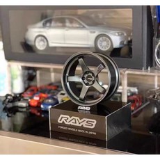 賽鋒模型 BBS 鋁合金鍛造輪圈 模型 改裝擺件 RAYS 掌中寶 仿真, RAYS GT 槍灰, 1個