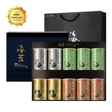 명품 해달음 광천 트러플 돌김 바질페스토 아보카도유 홍삼 재래김 도시락캔김 고급 답례품 쇼핑백포함 10캔 선물세트, 1세트