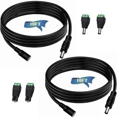 프린터CCTV 카메라라우터용 Dianrui 2 PCS 10FT 3M DC 전원 연장 케이블 5.5mm x 2.1mm 12V 코드 어댑터 파워 잭 커넥터남성 2개 + 여성 포함, 2X10FT