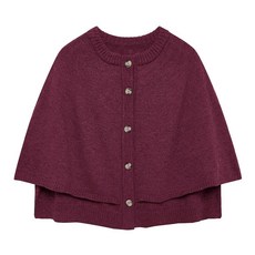 HOULENGS Women's Round Neck Shawl Cardigan Sweater Casual Button Down Cropped Knit Cape Coat Fall