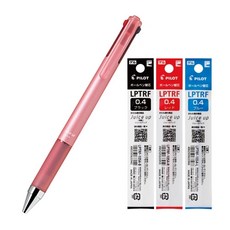 더주니 파이롯트 쥬스업 3색 0.4mm 볼펜 리필 흑적청 세트, 1세트, 코랄 + 리필 3개 (흑1+청1+적1)