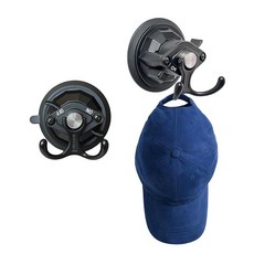 흡착 컵 후크 더블 후크 컵 주방 도구 랙 벽과 문에 빠르게 고정할 수 있으며 주방 욕실 문 창문 등의 물건을 보관하기에 적합합니다. 2개(접착제)., 진공+접착제