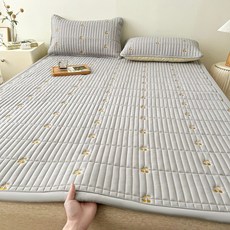 더루비샵 자수누빔패드 침대패드 고정밴딩매트, 회색