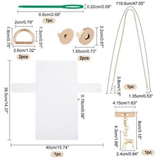DIY 뜨게 크로셰 가방 키트 메쉬 플라스틱 캔버스 시트 리본 세트 공예 숄더백 액세서리 도구 포함, AECH04-01778, 1개