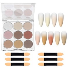 네일 파우더 팔레트 9색 세트 미라 파우더 컬러풀 오로라 네일 아트 글리터 라메 극세 고형 그라데이션 파우더 젤네일 DIY 네일 파츠 칩 포함 (C), 1