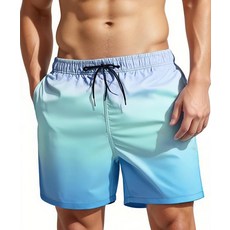 MADHERO 남성용 수영 트렁크 반바지 수영복 메시 안감 반바지 블루 퍼플 178401